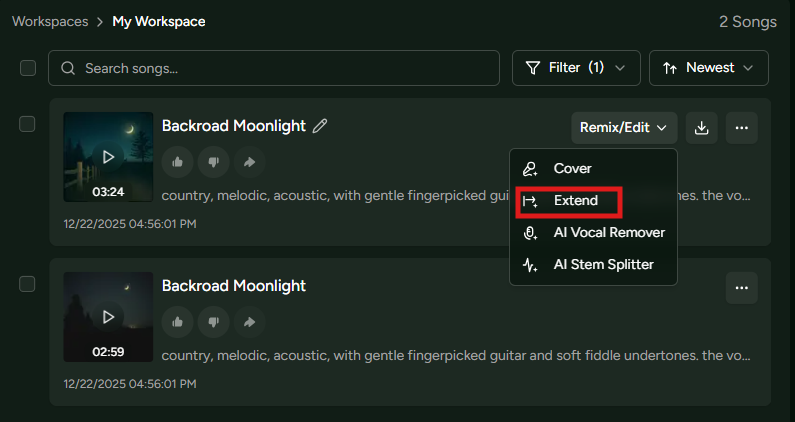 Choose the song to cover