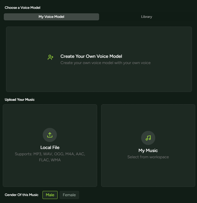 MusicAI AI Song Cover Generator